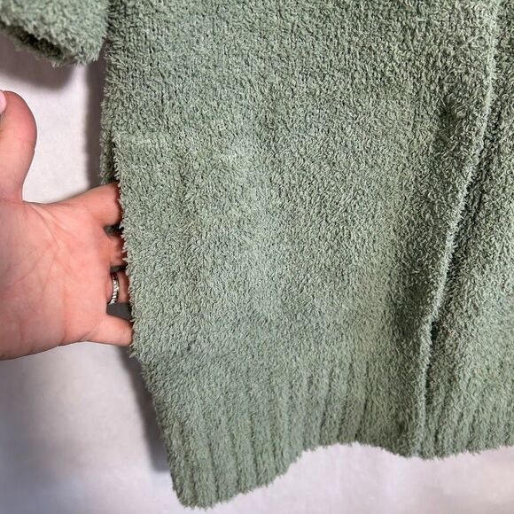 BAREFOOT DREAMS CozyTwist Short Sleeve Sweater Coat Shawl Collar XS Green - Picture 6 of 8